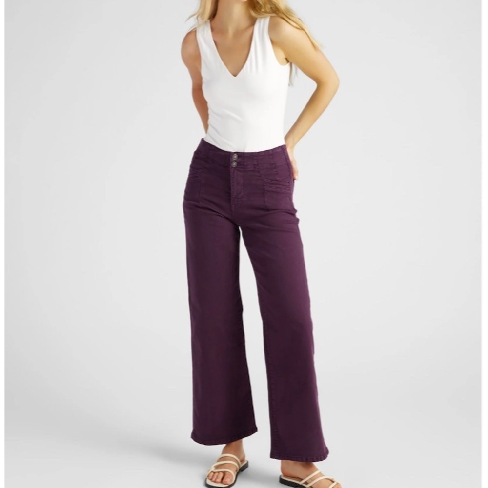 NEW Mica High Rise‎ Wide Leg Purple Plum Jeans Stretch Boho Women's 32